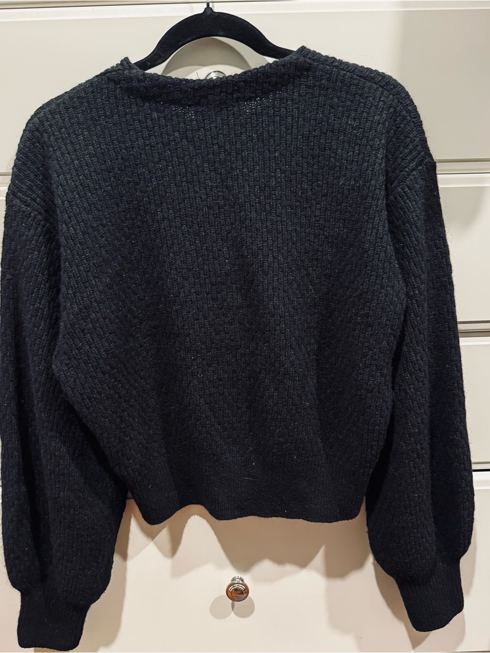 & Other Stories Stockholm Atelier Ribbed Yak Blend Cropped Cardigan Black Small - Picture 3 of 6